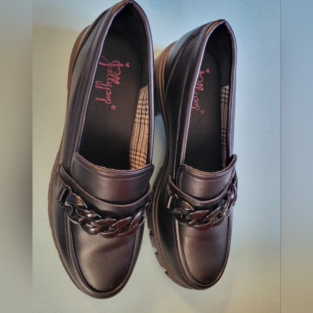 Cute Jellypop Black Chunky Loafers  sz 6.5